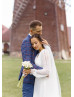 Long Sleeves Ivory Chiffon Church Wedding Dress